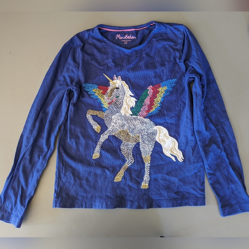Mini Boden girls embroidered top 9-10 yo